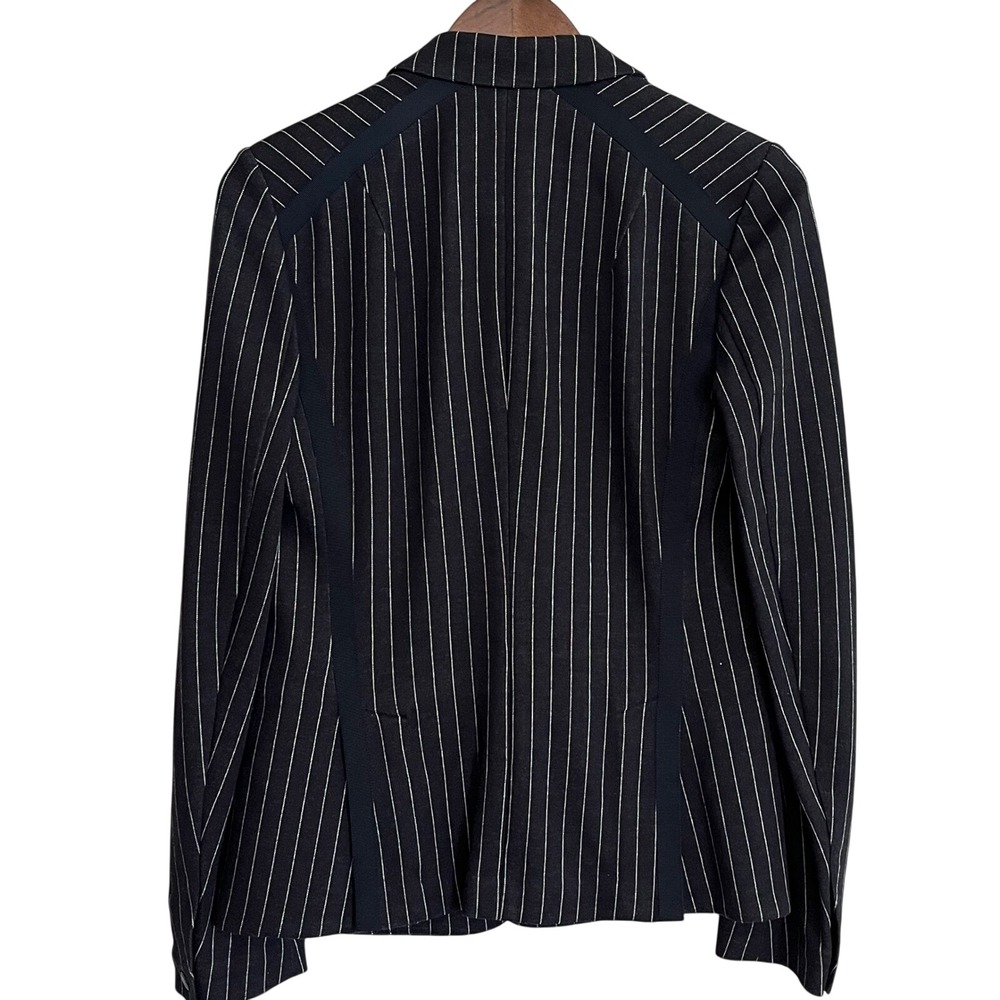 Rag & Bone Women's Black White Pinstripe Cotton Knit Blazer Jacket Size 4 - Picture 4 of 10